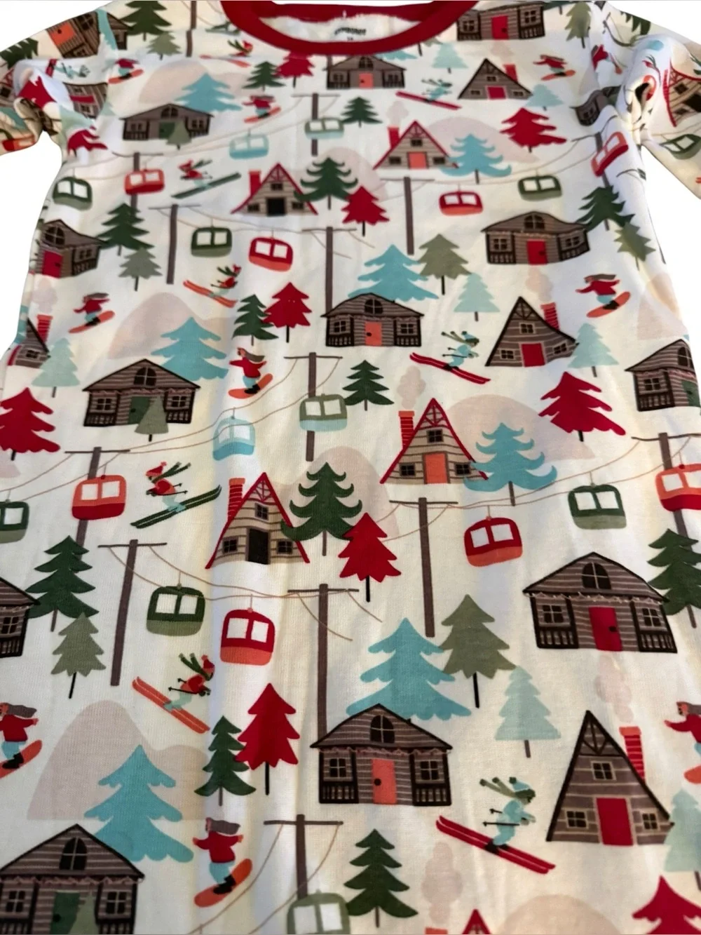 Gymboree Girls Size 14 Christmas Pajama Set Ski Lodge 100% Cotton NWT
